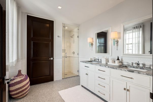 Bathroom, Dual Sink Vanities, Glass Shower, Interior, Recessed Lighting