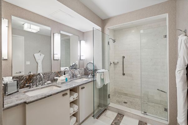 Bathroom, Dual Sink Vanities, Glass Shower, Interior