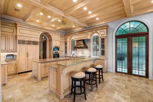 Interior, Kitchen, Recessed Lighting, Stainless Steel Appliances, Wooden Beams, Wooden Ceilings