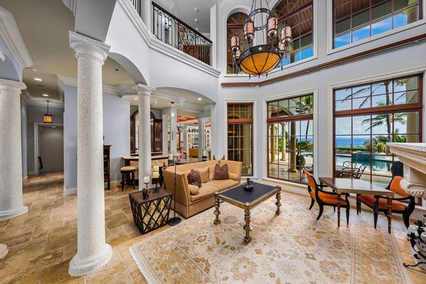 Dining room, Fireplace, Interior, Living room, Pendant Lights, Recessed Lighting
