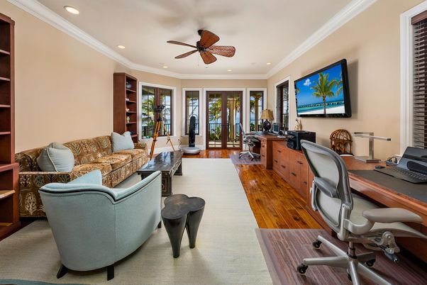 Home Office, Interior, Recessed Lighting, Wood Texture Flooring