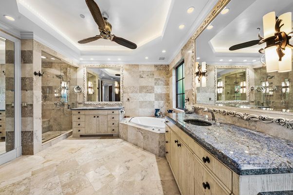 Bathroom, Dual Sink Vanities, Glass Shower, Interior, Recessed Lighting