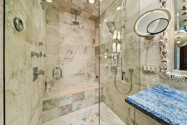 Bathroom, Glass Shower, Interior, Recessed Lighting