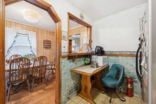 Chandelier, Dining room, Interior, Wood Texture Flooring