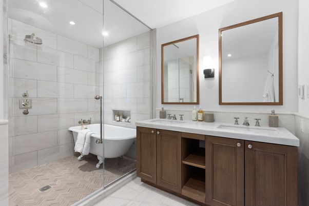 Bathroom, Dual Sink Vanities, Free Standing Baths, Glass Shower, Interior, Recessed Lighting