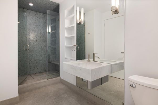 Bathroom, Glass Shower, Interior, Recessed Lighting