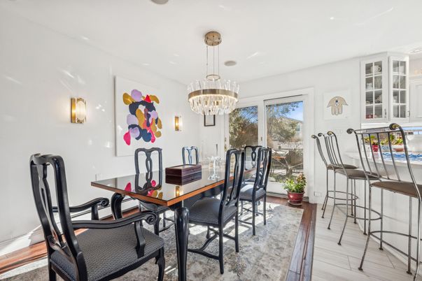 Chandelier, Dining room, Interior, Wood Texture Flooring