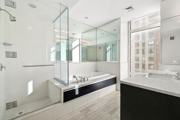 Bathroom, Glass Shower, Interior, Recessed Lighting