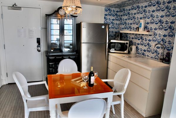Dining room, Interior, Kitchen, Pendant Lights, Wood Texture Flooring
