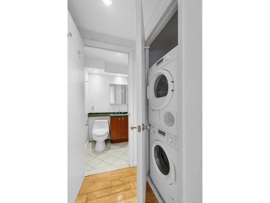 Bathroom, Interior, Utility Closets, Washer, Wood Texture Flooring