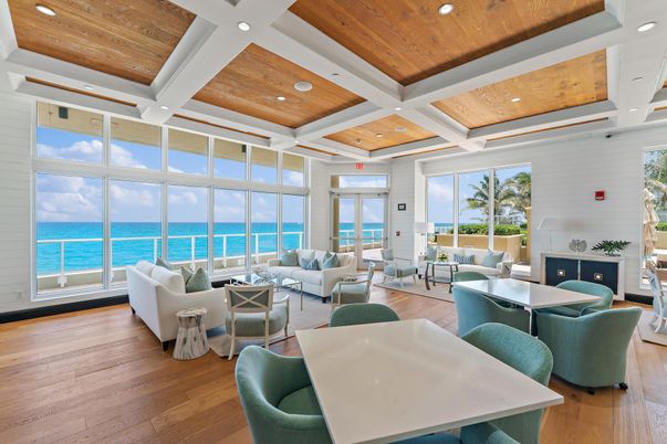 Dining room, Fireplace, Interior, Living room, Recessed Lighting, Water, Wooden Ceilings, Wood Texture Flooring