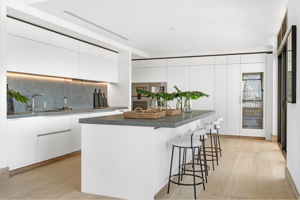 Interior, Kitchen, Recessed Lighting, Wood Texture Flooring