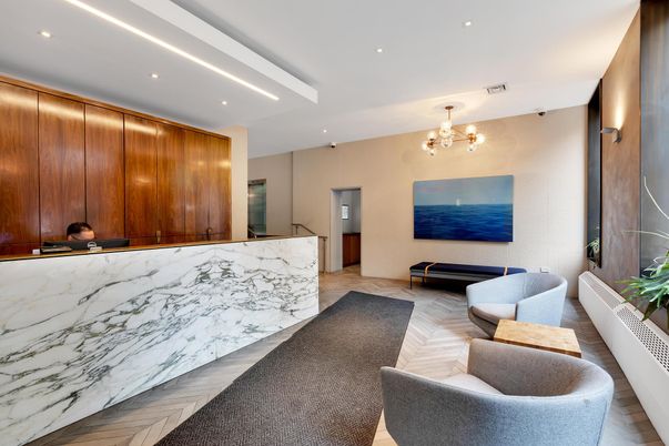 Chandelier, Interior, Marble Walls, Recessed Lighting
