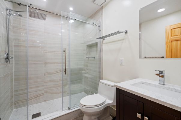 Bathroom, Glass Shower, Interior, Recessed Lighting