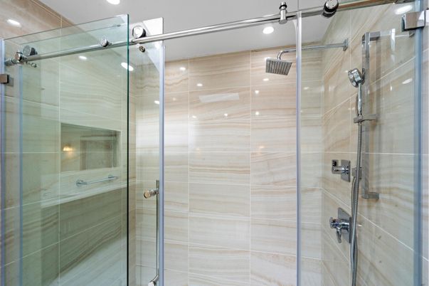 Bathroom, Glass Shower, Interior, Recessed Lighting