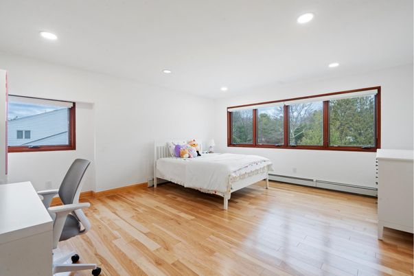 Bedroom, Home Office, Interior, Recessed Lighting, Wood Texture Flooring