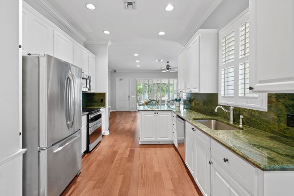 Interior, Kitchen, Recessed Lighting, Wood Texture Flooring