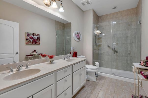 Bathroom, Dual Sink Vanities, Glass Shower, Interior