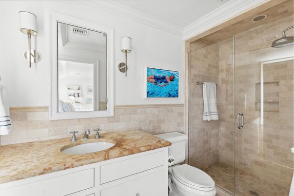 Bathroom, Glass Shower, Interior, Stone Walls