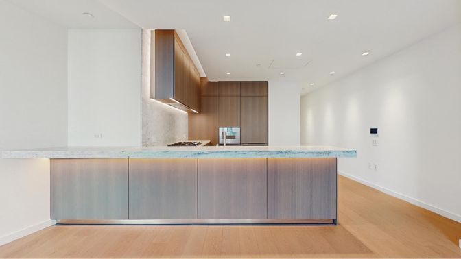 Interior, Kitchen, Recessed Lighting, Wood Texture Flooring