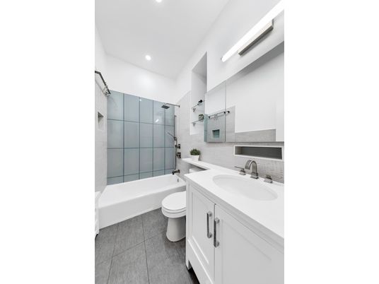 Bathroom, Dual Sink Vanities, Glass Shower, Interior, Recessed Lighting