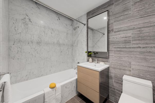 Bathroom, Interior, Marble Walls, Recessed Lighting