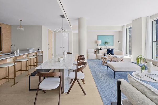 Dining room, Interior, Living room, Pendant Lights, Wood Texture Flooring