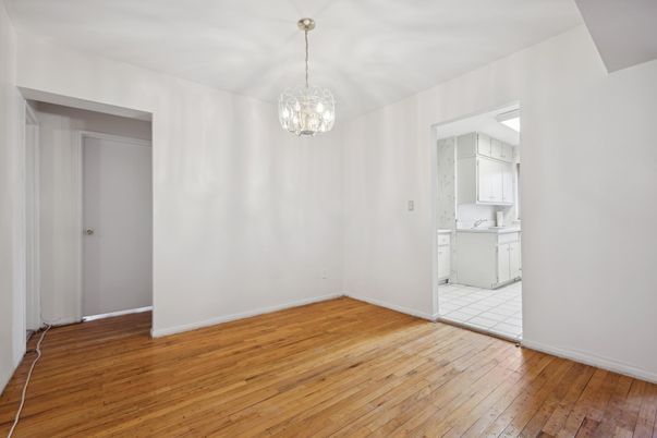 Chandelier, Empty room, Interior, Kitchen, Pendant Lights, Wood Texture Flooring