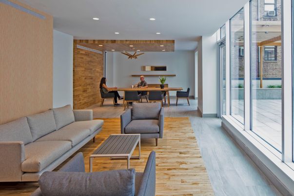 Dining room, Interior, Living room, Pendant Lights, Recessed Lighting, Wood Texture Flooring