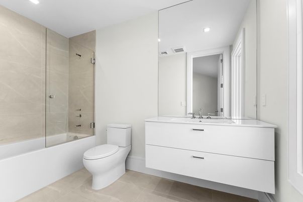 Bathroom, Glass Shower, Interior, Recessed Lighting