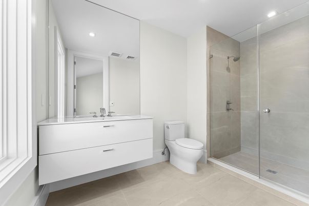 Bathroom, Glass Shower, Interior, Recessed Lighting