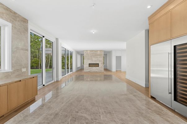 Empty room, Fireplace, Interior, Kitchen, Recessed Lighting