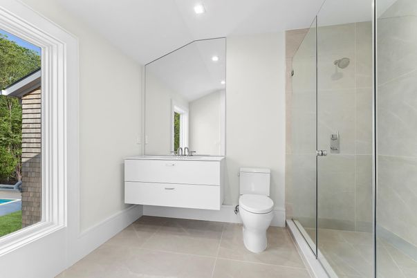 Bathroom, Glass Shower, Interior, Recessed Lighting