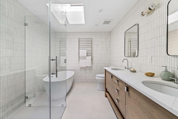 Bathroom, Dual Sink Vanities, Free Standing Baths, Glass Shower, Interior, Recessed Lighting