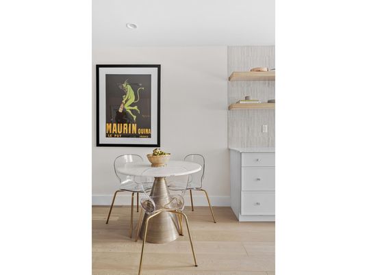 Dining room, Interior, Recessed Lighting, Wood Texture Flooring