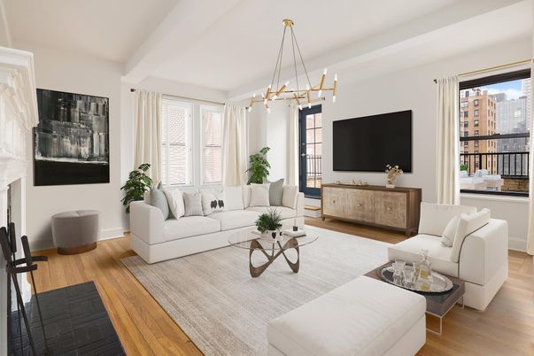 Fireplace, Interior, Living room, Pendant Lights, Wood Texture Flooring