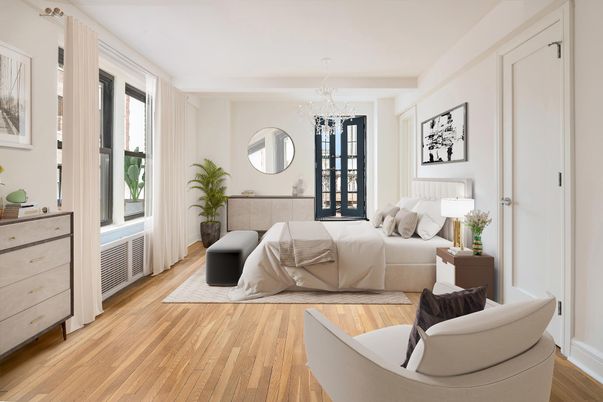 Bedroom, Chandelier, Interior, Wood Texture Flooring