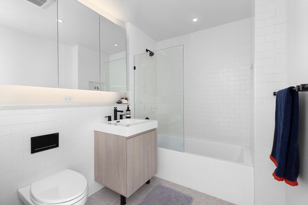 Bathroom, Glass Shower, Interior, Recessed Lighting