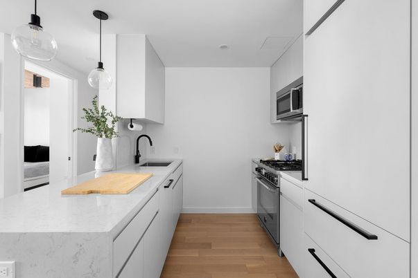 Interior, Kitchen, Pendant Lights, Wood Texture Flooring