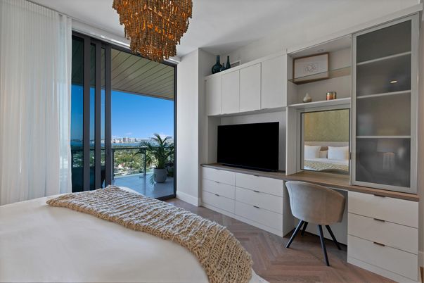 Bedroom, Chandelier, Home Office, Interior, Wood Texture Flooring