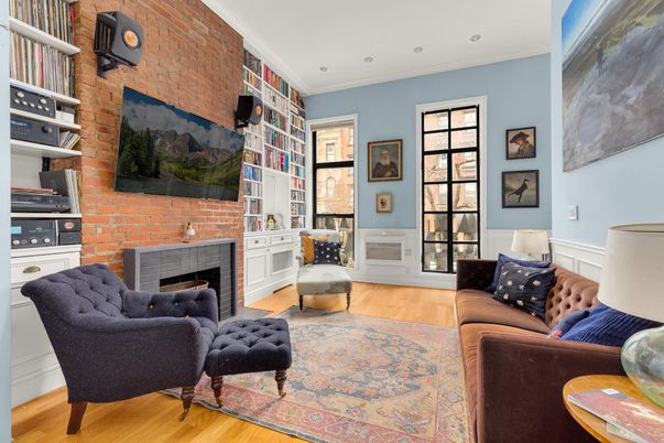 Fireplace, Interior, Living room, Stone Walls, Wood Texture Flooring