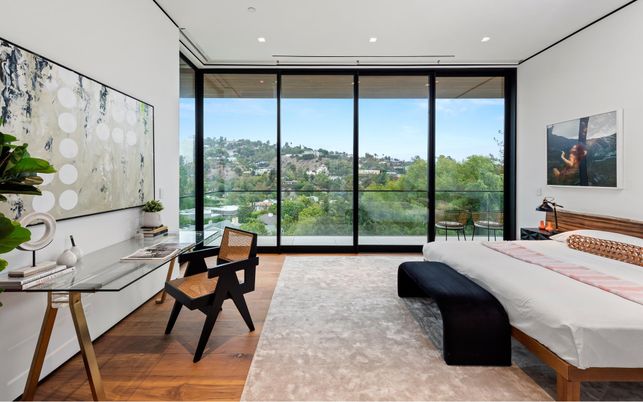 Bedroom, Home Office, Interior, Recessed Lighting, Wood Texture Flooring
