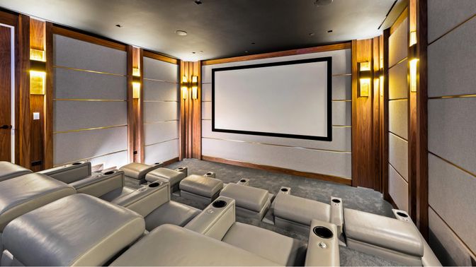 Home Theatre Room, Interior, Projection Screen, Recessed Lighting, Theatre Room