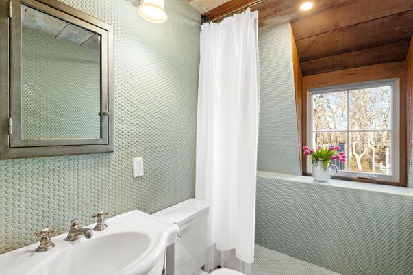 Bathroom, Interior, Recessed Lighting, Wooden Ceilings