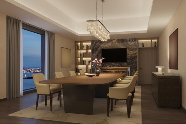 Chandelier, Dining room, Fireplace, Interior, Wood Texture Flooring