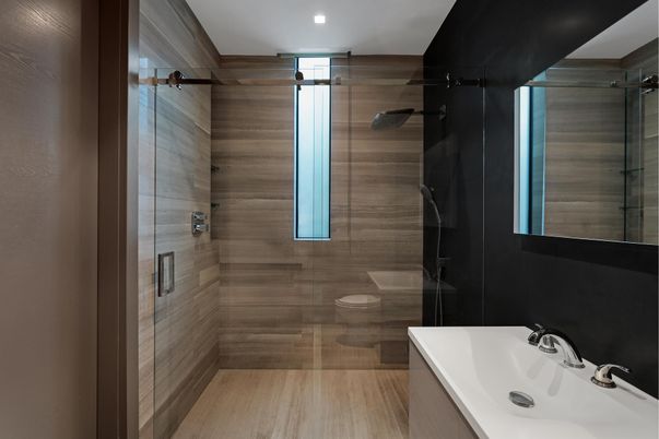 Bathroom, Glass Shower, Interior, Recessed Lighting
