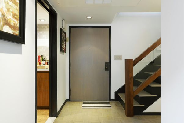 Elevator, Interior, Recessed Lighting, Wood Texture Flooring