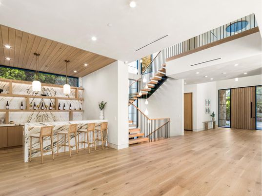 Interior, Pendant Lights, Recessed Lighting, Wooden Ceilings, Wood Texture Flooring