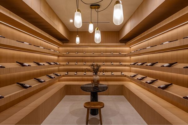 Interior, Pendant Lights, Wine Storage, Wooden Walls