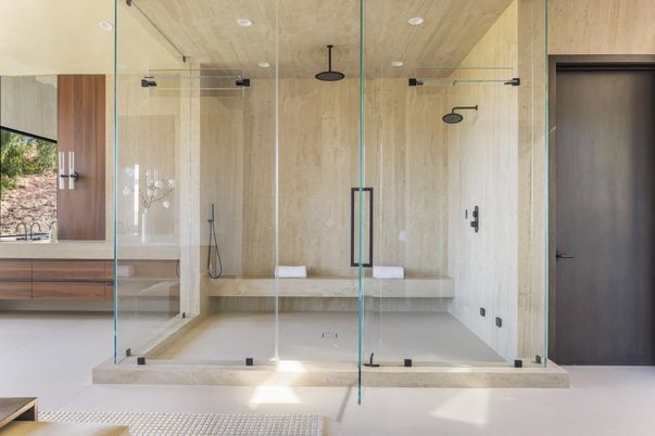 Bathroom, Glass Shower, Interior, Recessed Lighting
